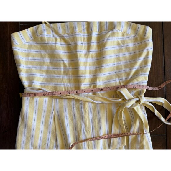 Banana Republic STRIPE LINEN-COTTON CROPPED JUMPSUIT WIDE LEG BELT YELLOW 10 - Picture 10 of 15